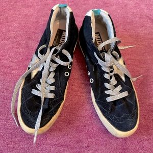 GOLDEN GOOSE MID/ STAR NAVY CANVAS & SUEDE SNEAKERS WOMENS SIZE 38